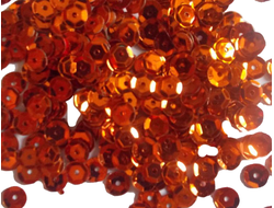 Пайетки круглые темно-оранжевые, 6 мм, цена за пакет (10 г)