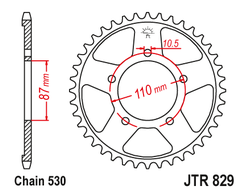 Звезда ведомая (47 зуб.) RK B6831-47 (Аналог: JTR829.47) для мотоциклов Suzuki