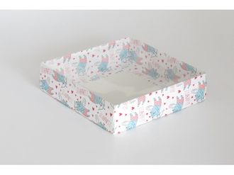 Коробка на 1 печенье с прозрачной крышкой, 11,5*11,5*3 см, купидон