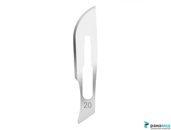 Лезвие для скальпеля канцелярского, макетного ножа, не стерильное №20, Хуаюин Медикал Инструментс Ко., Лтд, Китай серповидный, углеродистая сталь, 100 шт.в уп.