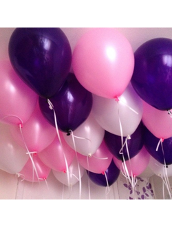 Фиолетовые, розовые, белые шарики 20 шт