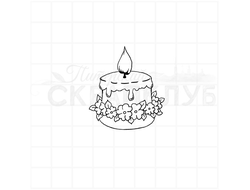 Штамп для скрапбукинга торт со свечой и цветами