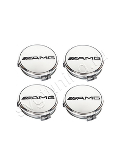Колпачки для литых дисков стиль AMG Mercedes, серебро, 75 мм, 4 шт