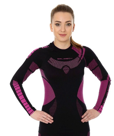 Футболка женская длинный рукав Brubeck DRY черный-амарат  LS13070