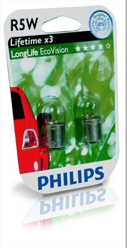 Лампа накаливания Philips 12V R5W Long Life EcoVision 2 шт.