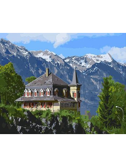 Алмазная картина (мозаика) &quot;Гостиница в Швейцарии&quot; 30*40/40*50 см
