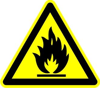 Знак W01 «Пожароопасно. Легковоспламеняющиеся вещества»