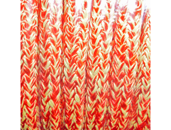 Плоский шнур с оплёткой Kewlar — Pes HT, цвет красный — жёлтый, диаметр 8 мм