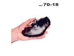 Агат натуральный (срез) черный №70-18: 106,9г - 140*80*6мм
