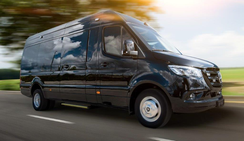 Discreetly armored VIP mobile office, based on Mercedes-Benz Sprinter 319/519 CDI, RWD/4WD versions in CEN B4 and B6, 2021-2022YP.