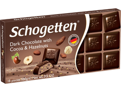 Schogetten Dark Chocolate with Cocoa &amp; Hazelnut 100g (Германия)