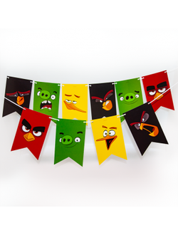 Гирлянда Флажки, Angry Birds, 180 см