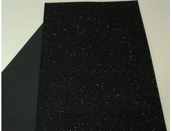 Глиттерный фоамиран, цвет черный, 20*30 см, толщина 2 мм
