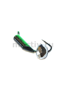 Мормышка вольфр. МАСТИВ Безнасадка 3 черн + зел., гран шарик, 0,7гр. серебро (уп-ка 10шт.) арт.164