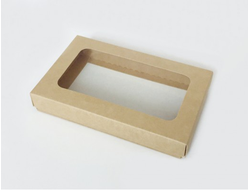 Коробка на 2 печенья С ОКНОМ (18*11*3 см), Крафт