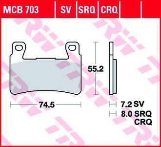 Тормозные колодки передние TRW MCB703 для Honda CB 1100/1130 // Hyosung GD 125/150, GT 250/300/650, GV 300/650, ST 700