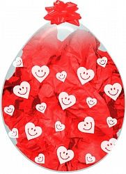Шар для упаковки (18&#039;&#039;/46 см) Сердечки-смайлики, Прозрачный (390), кристалл, 5 ст, 1 шт.