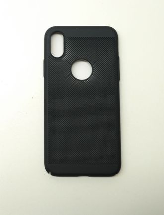 Защитная крышка iPhone XS, черная, перфорация, с вырезом под логотип
