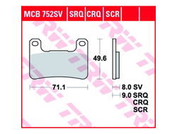 Тормозные колодки TRW MCB752SV для Kawasaki // Suzuki (Sinter Street SV)