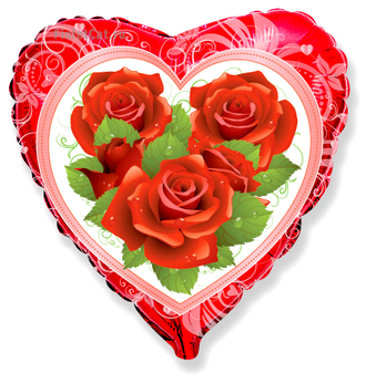 Три красных розы сердце