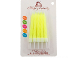 Свечи для торта, 10 шт, Неоновые Желтые, 7 см