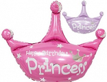 Шар (39&#039;&#039;/99 см) Фигура, Корона, С ДР Принцесса, Розовый, 1 шт.
