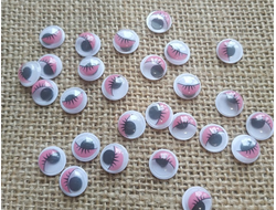 Глазки клеевые, размер 10 мм, цвет розовый, цена за 1 пару