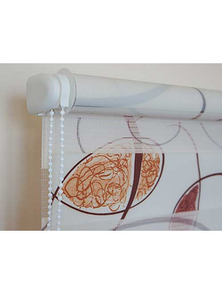 Готовая к установке рулонная штор день-ночь коричневого цвета с навесными кронштейнами