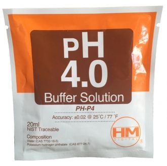 Калибровочный (буферный) раствор pH 4.0, 20 мл. Производство  HM Digital  (Южная Корея).