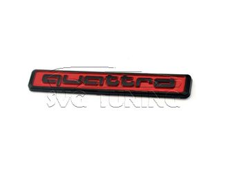 Красно чёрный шильдик Quattro на багажник Audi