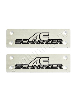 Комплект шильдиков на коврики AC Schnitzer для тюнинга BMW E34, алюминиевые, 2 шт