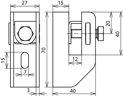 277240 Держатель плоского проводника с зажимом (расстояние до стены 15мм) St/tZn
