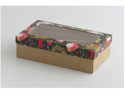 Коробка подарочная ВЫСОКАЯ 5П-В 7 см С ОКНОМ (25*15* выс 7 см), Рождество