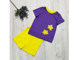 Арт. НК/ФШ/КУЛ209  Комплект футболка+ шорты(кулир).Цвет:фиолет/желт. Размер с 86-152