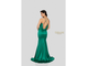 Зеленое вечернее атласное платье с открытой спиной "Terani Emerald" прокат Уфа