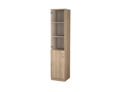 Шкаф-пенал для книг и документов 2-х дверный (1 стеклянная дверца) Дуб Сонома (40х40х188см) П-642