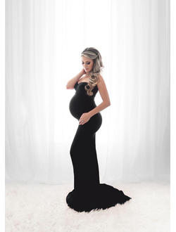 Черное платье без бретелей для беременных "Pregnancy" прокат Уфа