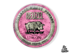 Помада (бриолин) Reuzel Grease HEAVY HOLD розовая, сильная фиксация, 35 гр