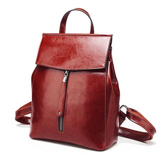 Кожаный женский рюкзак-трансформер Zipper бордовый