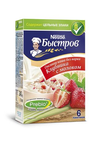 Каша овсяная клубника с молоком prebio 6*40г быстров