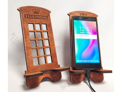 подставка для телефона из дерева Английская телефонная будка