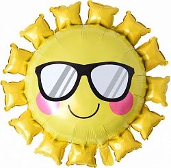 Шар (31&#039;&#039;/79 см) Фигура, Солнце в солнечных очках, Желтый, 1 шт.