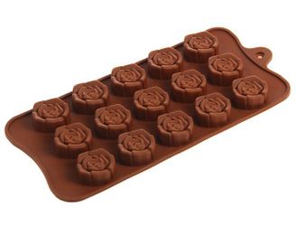 Форма для льда и шоколада, 15 ячеек, 20,5х10,5х1,5 см "Розочки" Форма для льда и шоколада, 15 ячеек, 20,5х10,5х1,5 см "Розочки"