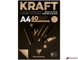 Скетчбук - блокнот 60л. А4 на склейке Clairefontaine &quot;Kraft&quot;, 90г/м2,верже,черный/крафт. 975818C