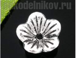 шапочки для бусин "Цветок серебро", цвет-античное серебро, 10 шт/уп