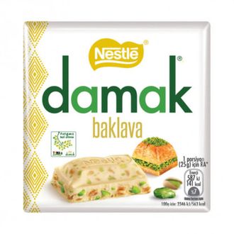 Шоколад &quot;Дамак Пахлава&quot; с фисташками белый (Damak Baklava), 60 гр., Nestle, Турция