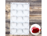 Форма для муссовых десертов и выпечки 29,8×17,3 см «Сердца», 15 ячеек (5×5×3 см), цвет белый