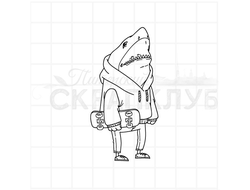 Штамп акула со скейтом