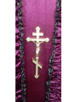 Крест на гроб с распятием (золото), 42х20  ПЛАСТИК