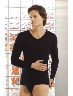 Черная утепленная мужская футболка с длинным рукавом Oztas 1007 в интернет-магазине VamKomfort